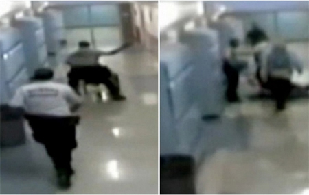 Le pegó tan fuerte que le sacó de su silla